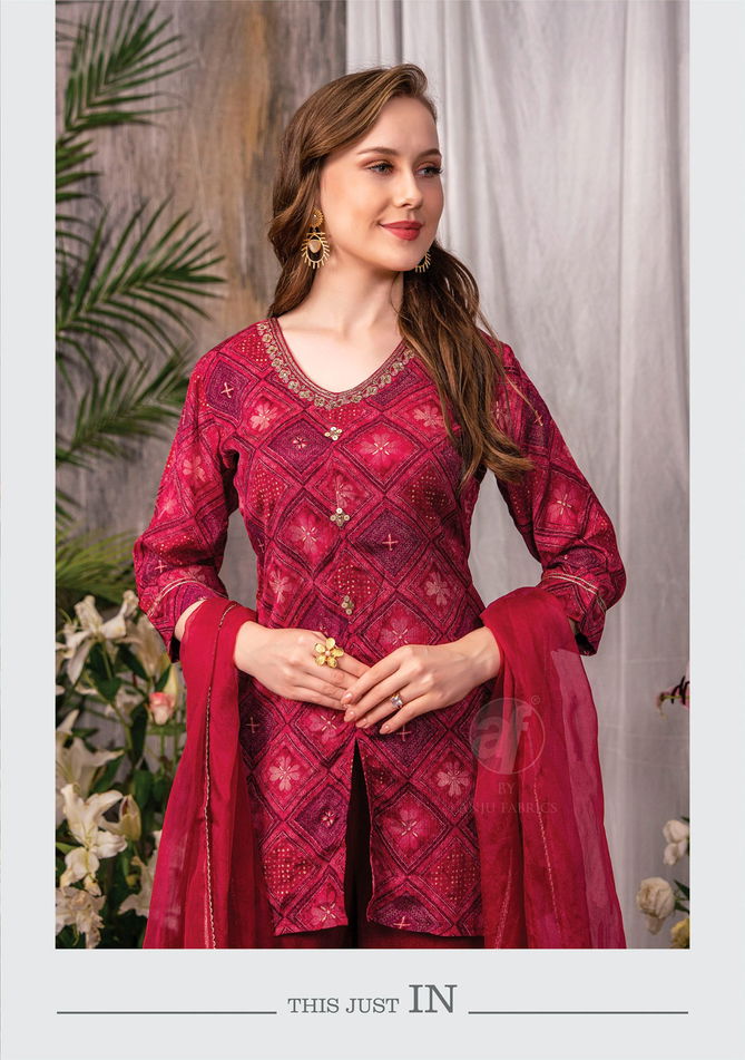 Ehsaas 3382 By Anju Size Set Chinon Printed Kurti With Palazzo Dupatta Wholesale Price In Surat
